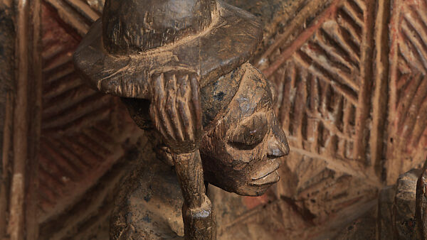 Ìlẹ̀kùn ààfin (Ìsẹ̀ palace door), Olowe of Ise (Nigerian, born Efon-Alaaye, ca. 1873–1938), Iroko wood, paint, Yoruba peoples