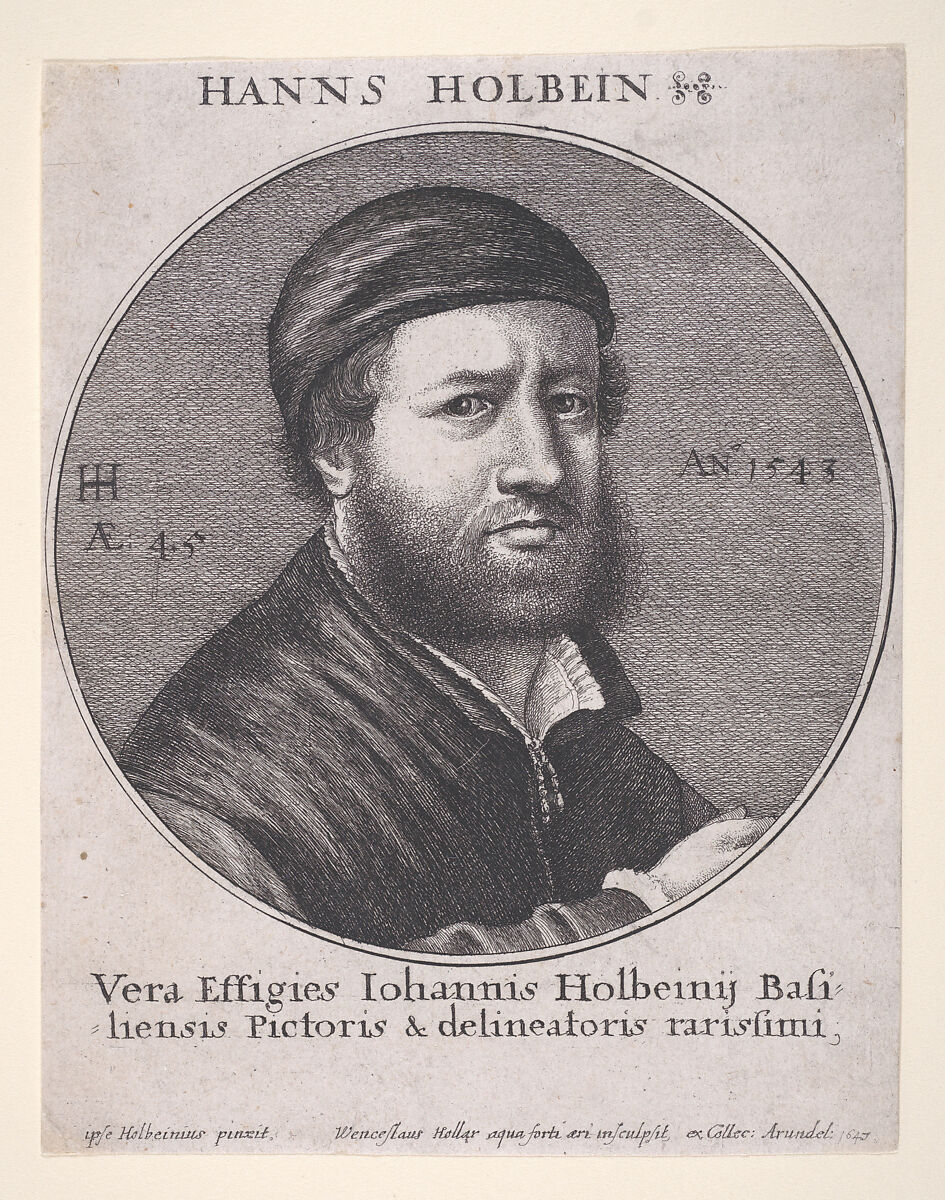 Portrait of Hans Holbein, Wenceslaus Hollar (Bohemian, Prague 1607–1677 London), Etching and engraving; first state of four 
