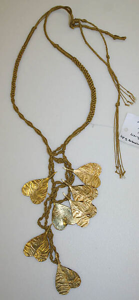 Necklace, Mary McFadden (American, born New York, 1938), gold, cotton, American 