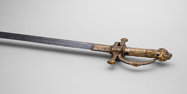 Combination Sword and Wheellock Pistol, Steel, iron, copper alloy, gold, silver, French, probably Paris