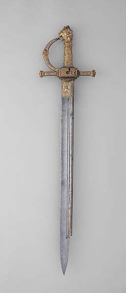 Combination Sword and Wheellock Pistol, Steel, iron, copper alloy, gold, silver, French, probably Paris