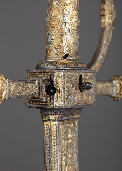 Combination Sword and Wheellock Pistol, Steel, iron, copper alloy, gold, silver, French, probably Paris