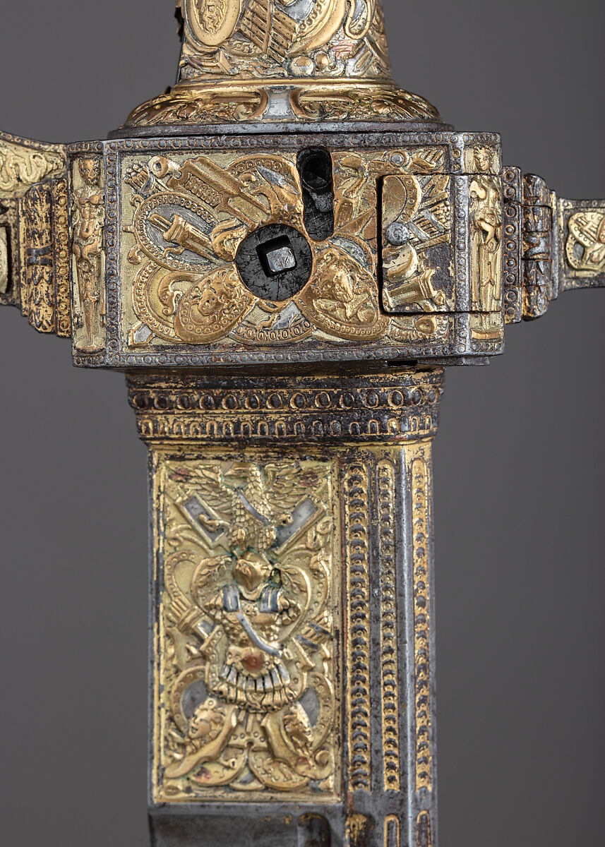 Combination Sword and Wheellock Pistol, Steel, iron, copper alloy, gold, silver, French, probably Paris