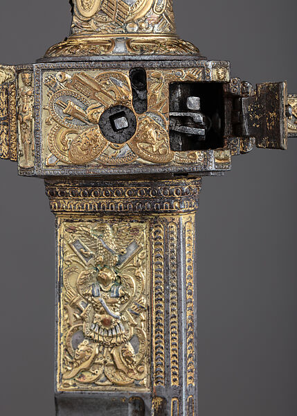 Combination Sword and Wheellock Pistol, Steel, iron, copper alloy, gold, silver, French, probably Paris