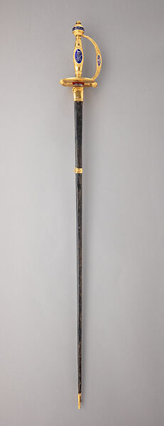 Smallsword and Scabbard Presented to Captain Alexander Cochrane, James Morisset (British, London 1738–1815), Steel, gold, enamel, wood, leather, British, London