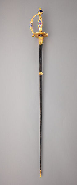 Smallsword and Scabbard Presented to Captain Alexander Cochrane, James Morisset (British, London 1738–1815), Steel, gold, enamel, wood, leather, British, London
