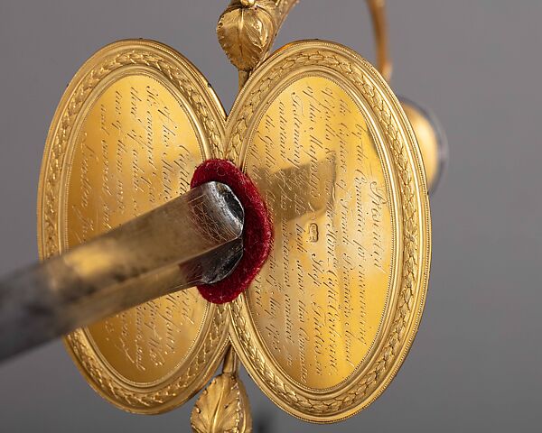 Smallsword and Scabbard Presented to Captain Alexander Cochrane, James Morisset (British, London 1738–1815), Steel, gold, enamel, wood, leather, British, London