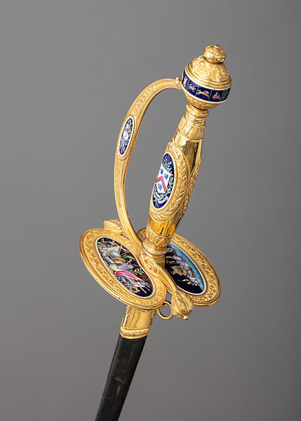 Smallsword and Scabbard Presented to Captain Alexander Cochrane, James Morisset (British, London 1738–1815), Steel, gold, enamel, wood, leather, British, London