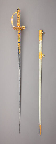 Presentation Smallsword, Martin-Guillaume Biennais (French, 1764–1843, active ca. 1796–1819), Steel, gold, lapis lazuli, wood, leather, French, Paris