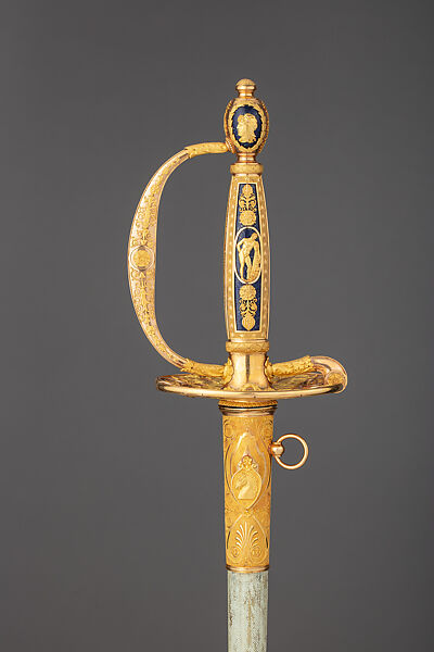 Presentation Smallsword, Martin-Guillaume Biennais (French, 1764–1843, active ca. 1796–1819), Steel, gold, lapis lazuli, wood, leather, French, Paris 