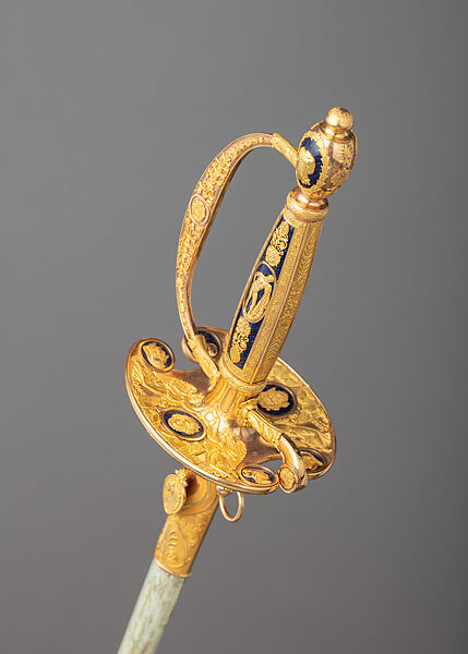 Presentation Smallsword, Martin-Guillaume Biennais (French, 1764–1843, active ca. 1796–1819), Steel, gold, lapis lazuli, wood, leather, French, Paris