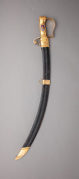 Saber and Scabbard Presented to Lieutenant Colonel Edward Pakenham, John Ray and James Montague (British, London, in partnership 1800–21), Steel, gold, enamel, leather, British, London