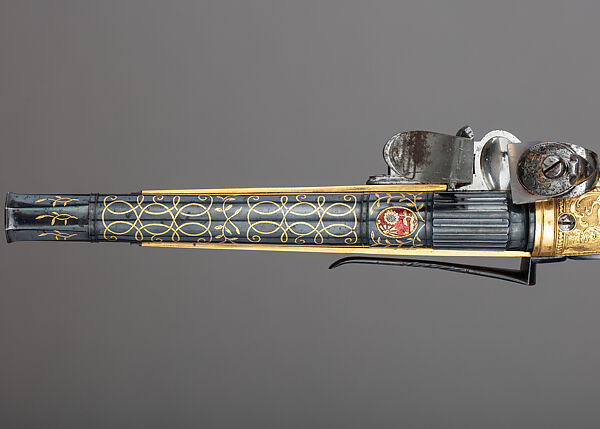 Pair of Flintlock Pistols of Scottish Type Presented to Jeffrey, 1st Baron Amherst (1717–1797), John Murdoch (Scottish, Doune, Perthshire, active 1750–died 1812), Steel, copper alloy, gold, enamel, agate, textile (silk), British, Doune (Scotland) and probably London