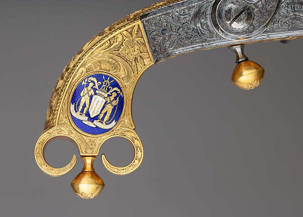 Pair of Flintlock Pistols of Scottish Type Presented to Jeffrey, 1st Baron Amherst (1717–1797), John Murdoch (Scottish, Doune, Perthshire, active 1750–died 1812), Steel, copper alloy, gold, enamel, agate, textile (silk), British, Doune (Scotland) and probably London