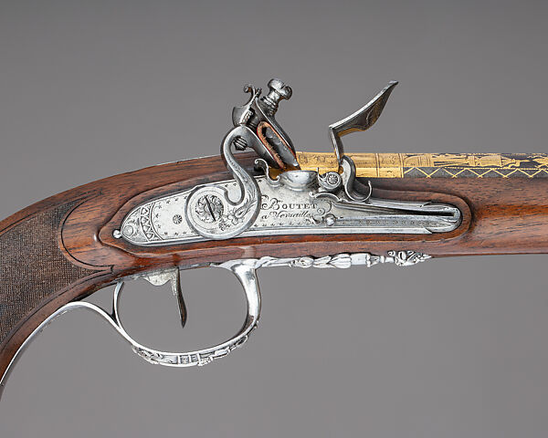 Cased Pair of Flintlock Pistols Presented to Captain Cayetano Valdés y Flores, Nicolas Noël Boutet (French, Versailles and Paris, 1761–1833), Steel, wood, silver, gold, copper alloy, leather, textile, French, Versailles
