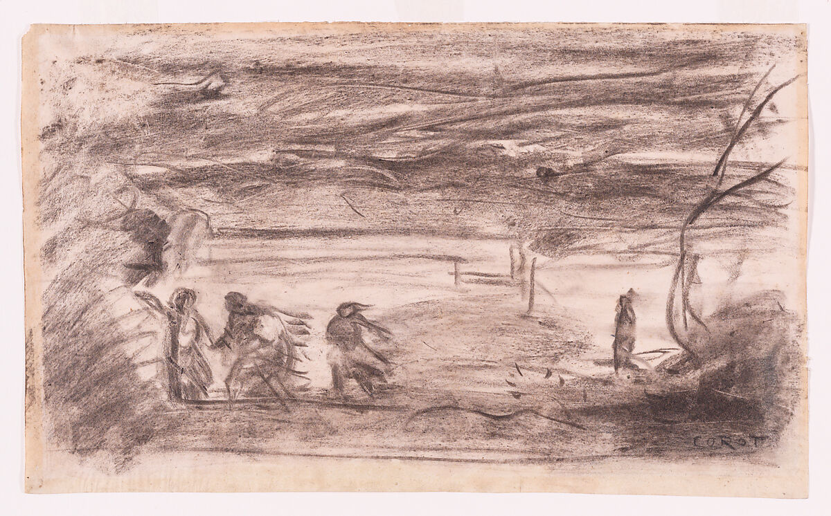 The Destruction of Sodom, Camille Corot (French, Paris 1796–1875 Paris), Charcoal 