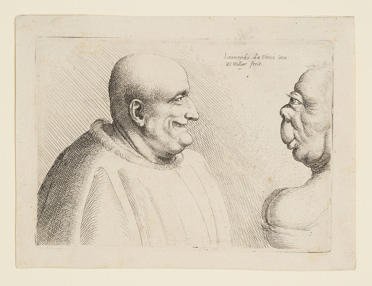 Two Deformed Heads Facing Inwards, Wenceslaus Hollar (Bohemian, Prague 1607–1677 London), Etching 