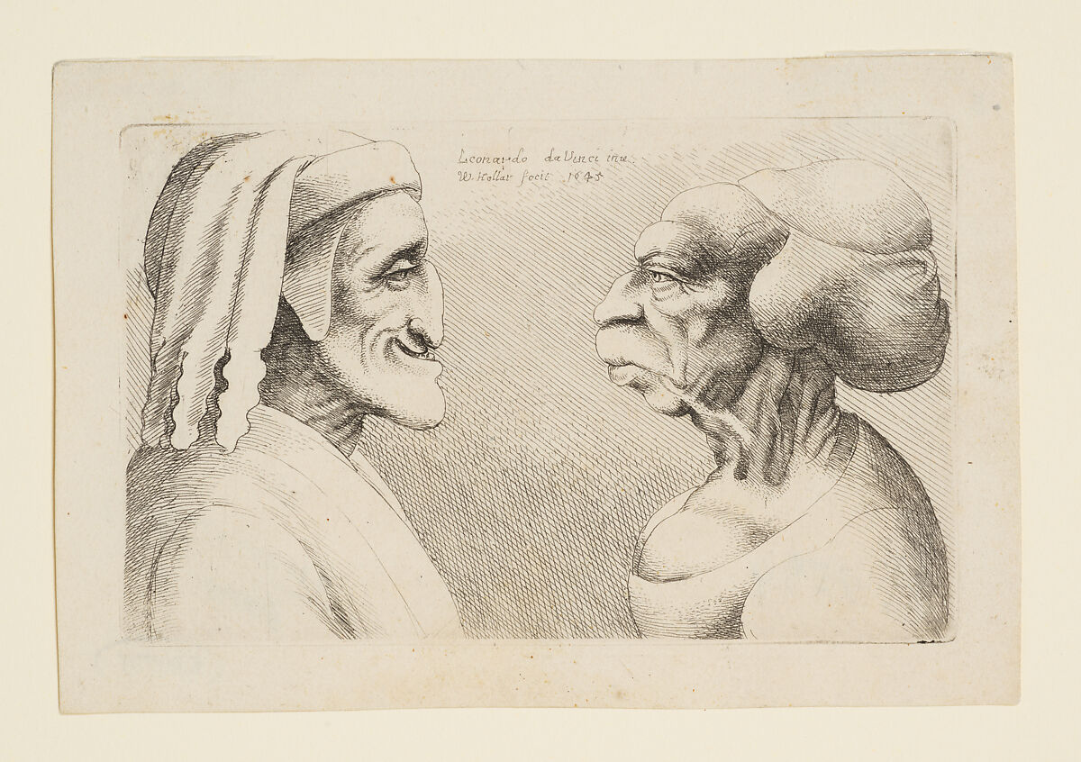 Two Deformed Heads Facing Inwards, Wenceslaus Hollar (Bohemian, Prague 1607–1677 London), Etching 