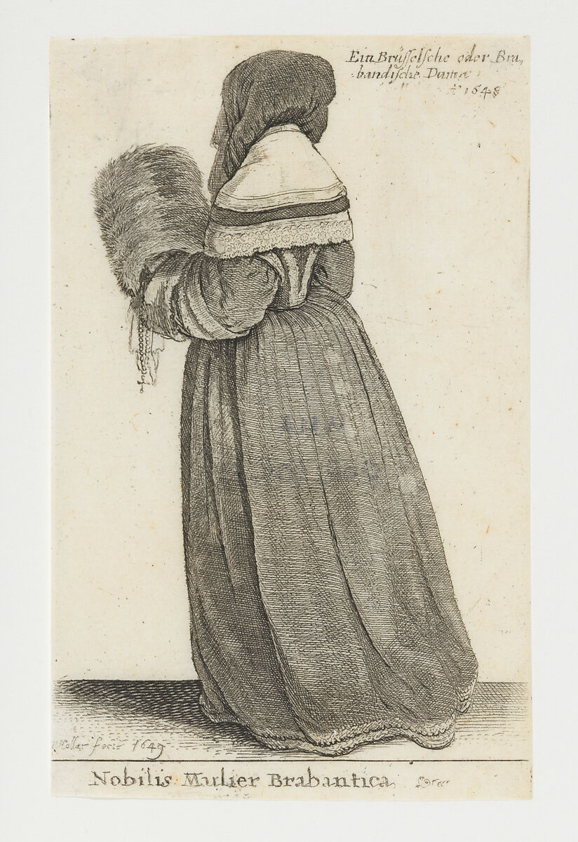 Brabant Noblewoman (Nobilis Mulier Brabantica), Wenceslaus Hollar (Bohemian, Prague 1607–1677 London), Etching and engraving; second state of two 