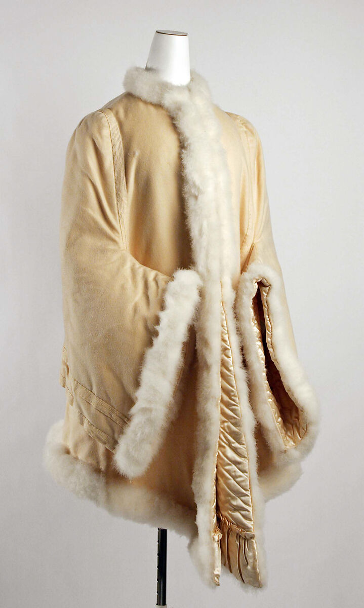 Opera cloak, wool, silk, feathers, American 