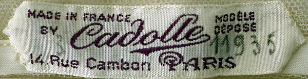 Brassiere, Cadolle (French, founded 1889), nylon/spandex blend, polyester, French