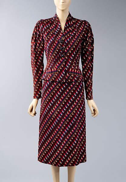 Suit, Schiaparelli (French, founded 1927), rayon, plastic (cellulose acetate, cellulose nitrate), French 