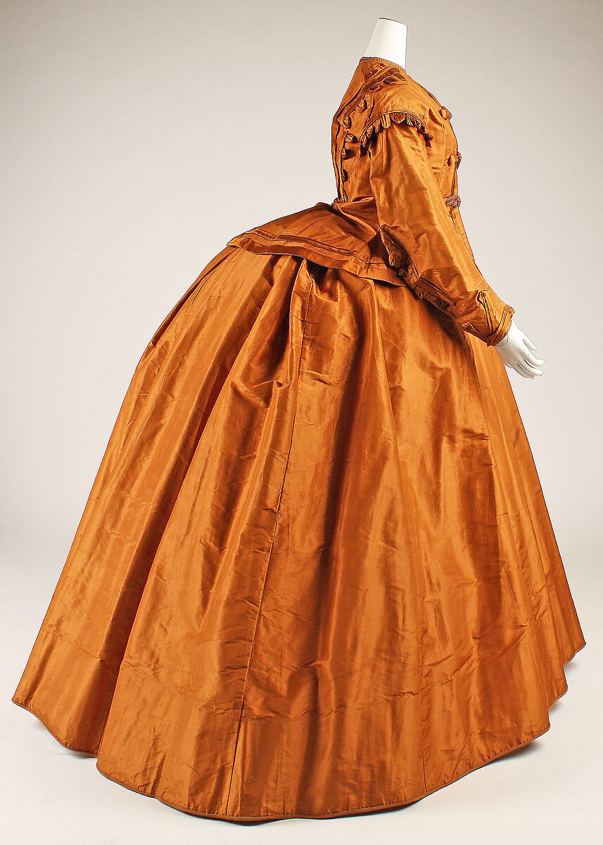 Visiting dress, silk, American