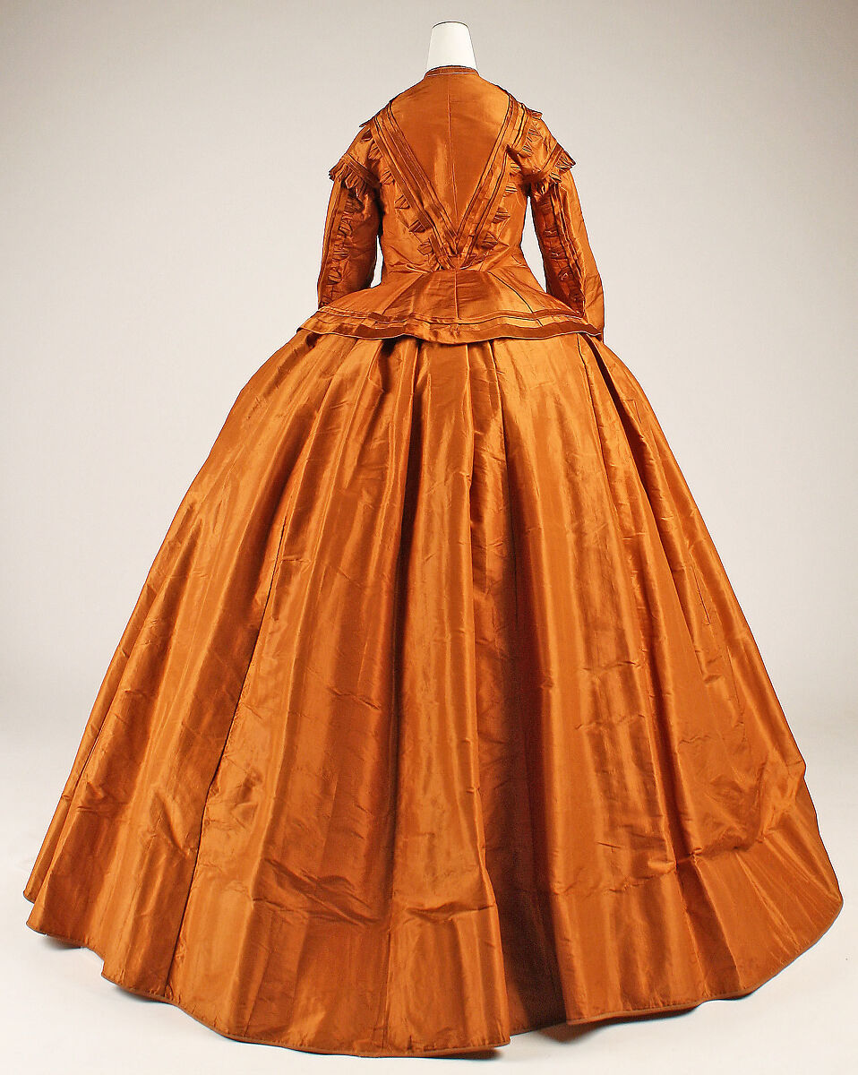 Visiting dress, silk, American