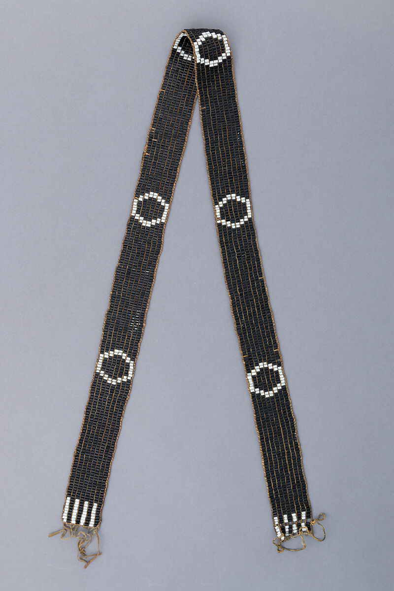 Shoulder Belt for a Powder Horn, Glass, leather, European or Native American