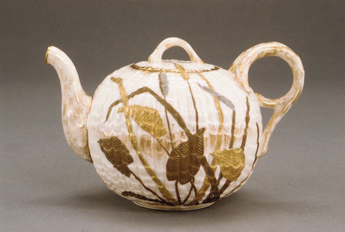 Teapot, Ott and Brewer (American, Trenton, New Jersey, 1871–1893), Porcelain, American 