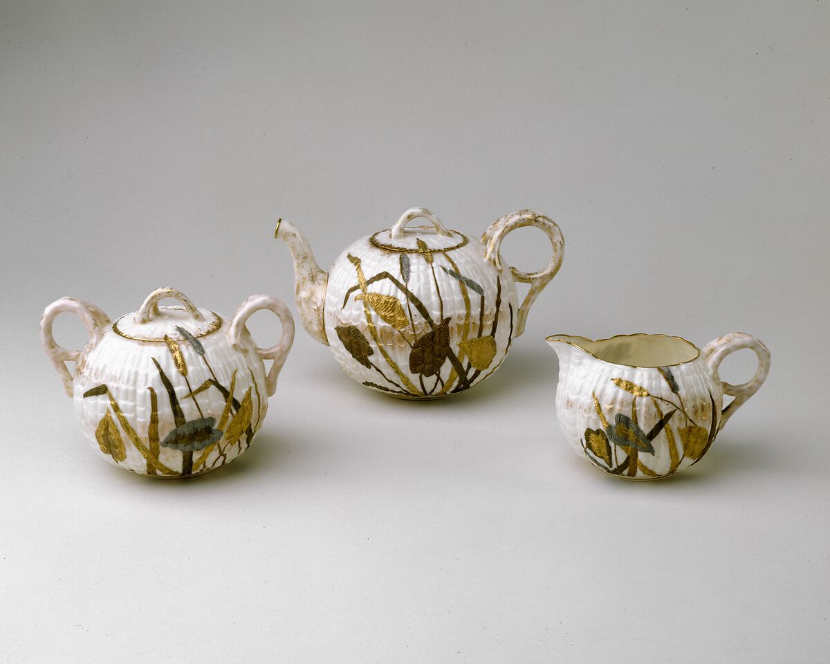 Teapot, Ott and Brewer (American, Trenton, New Jersey, 1871–1893), Porcelain, American
