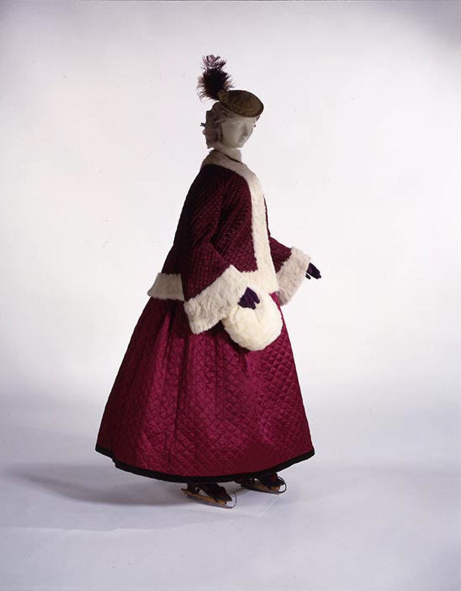 Skating ensemble, (a) silk, fur; (b) silk, British