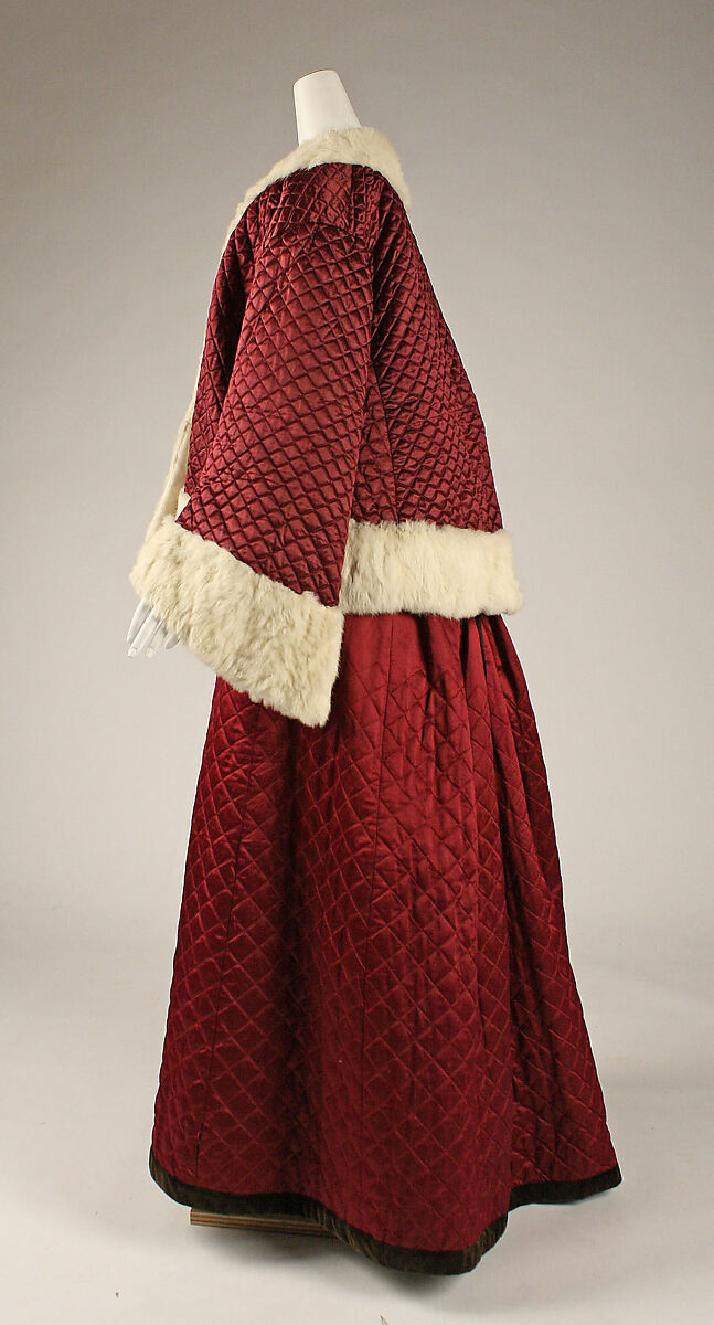 Skating ensemble, (a) silk, fur; (b) silk, British