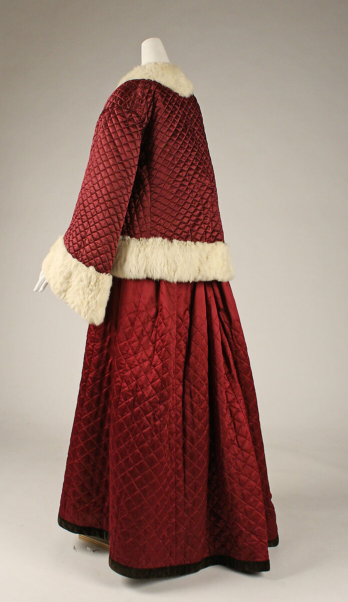 Skating ensemble, (a) silk, fur; (b) silk, British