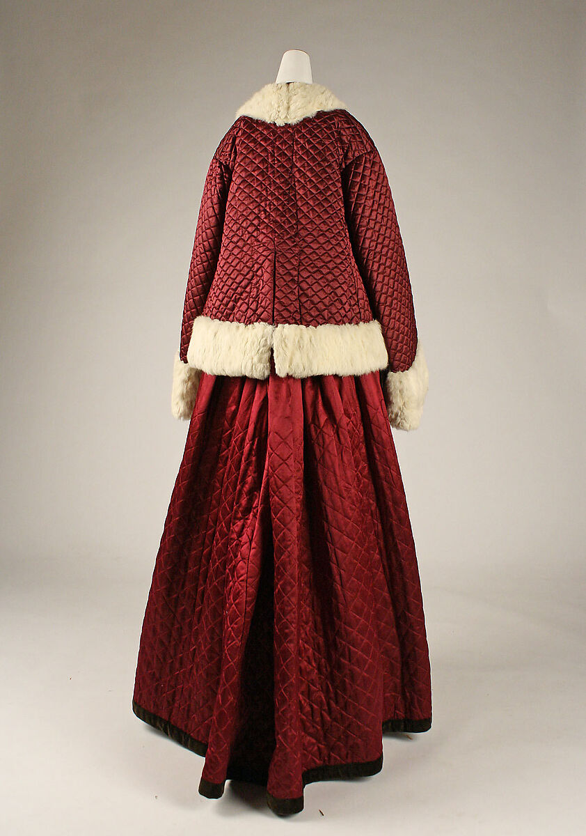 Skating ensemble, (a) silk, fur; (b) silk, British