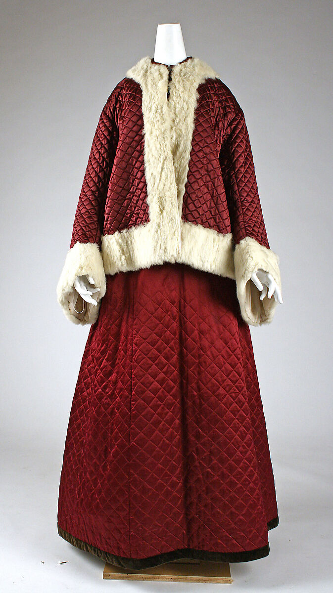 Skating ensemble, (a) silk, fur; (b) silk, British