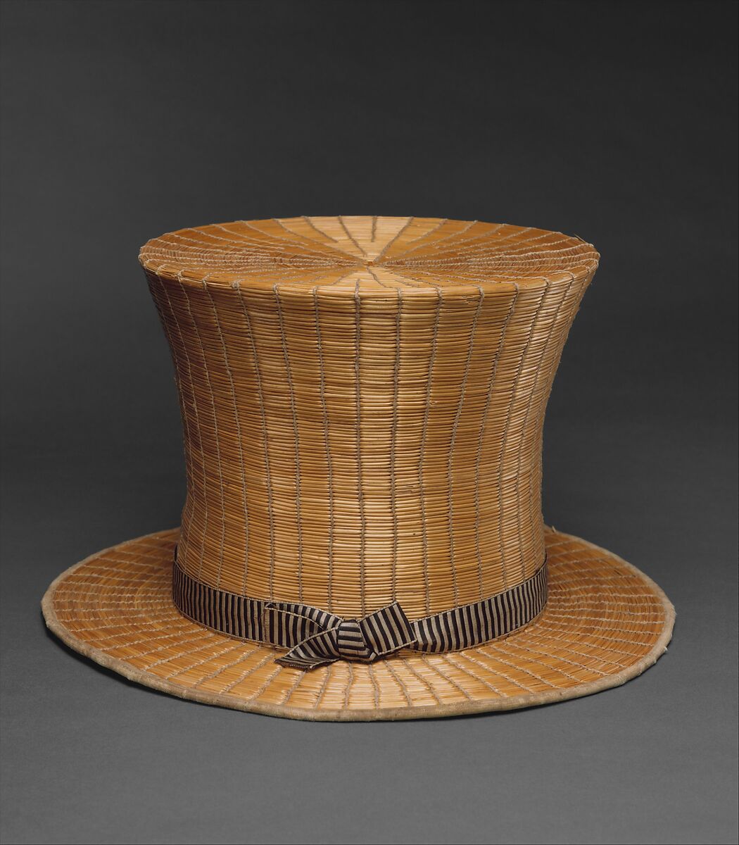 Top hat, raffia, silk, French 