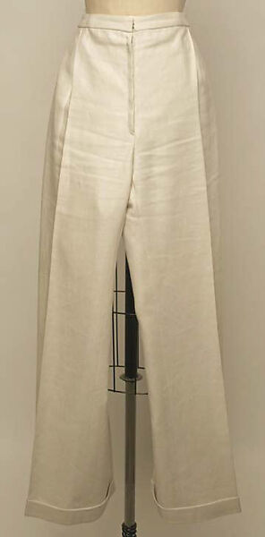 Pantsuit, Yves Saint Laurent (French, founded 1961), (a, c) flax; (b) silk, French