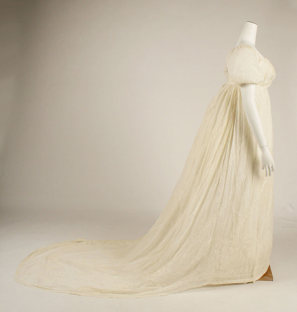 Wedding dress, a,b) mull, American