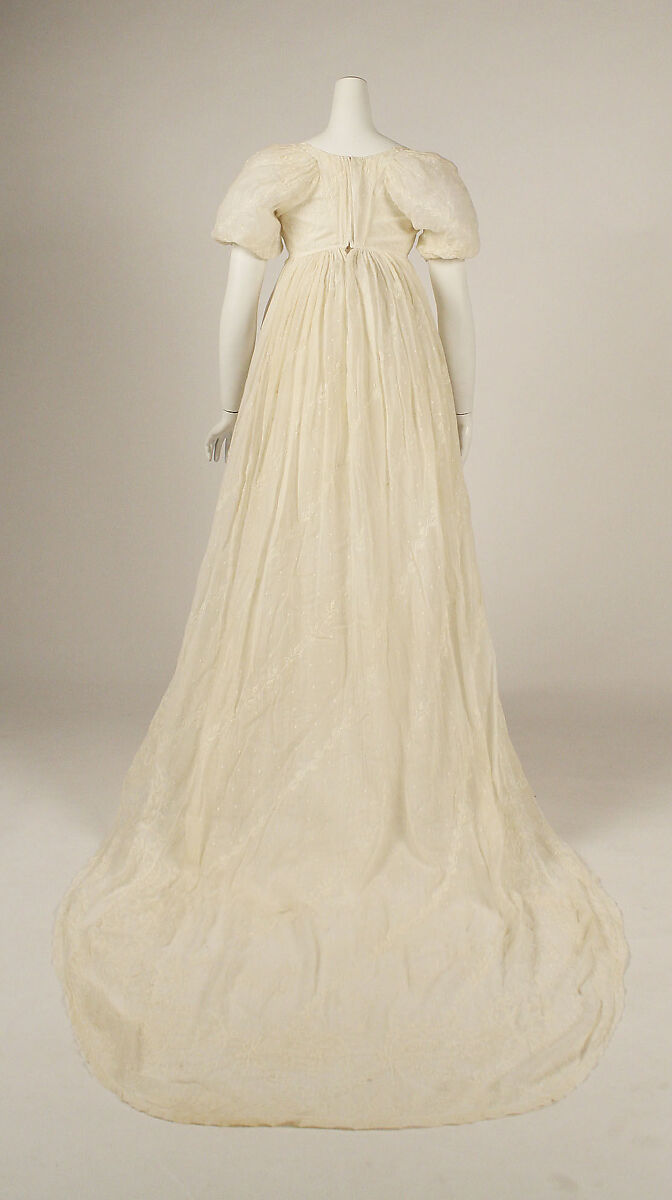 Wedding dress, a,b) mull, American