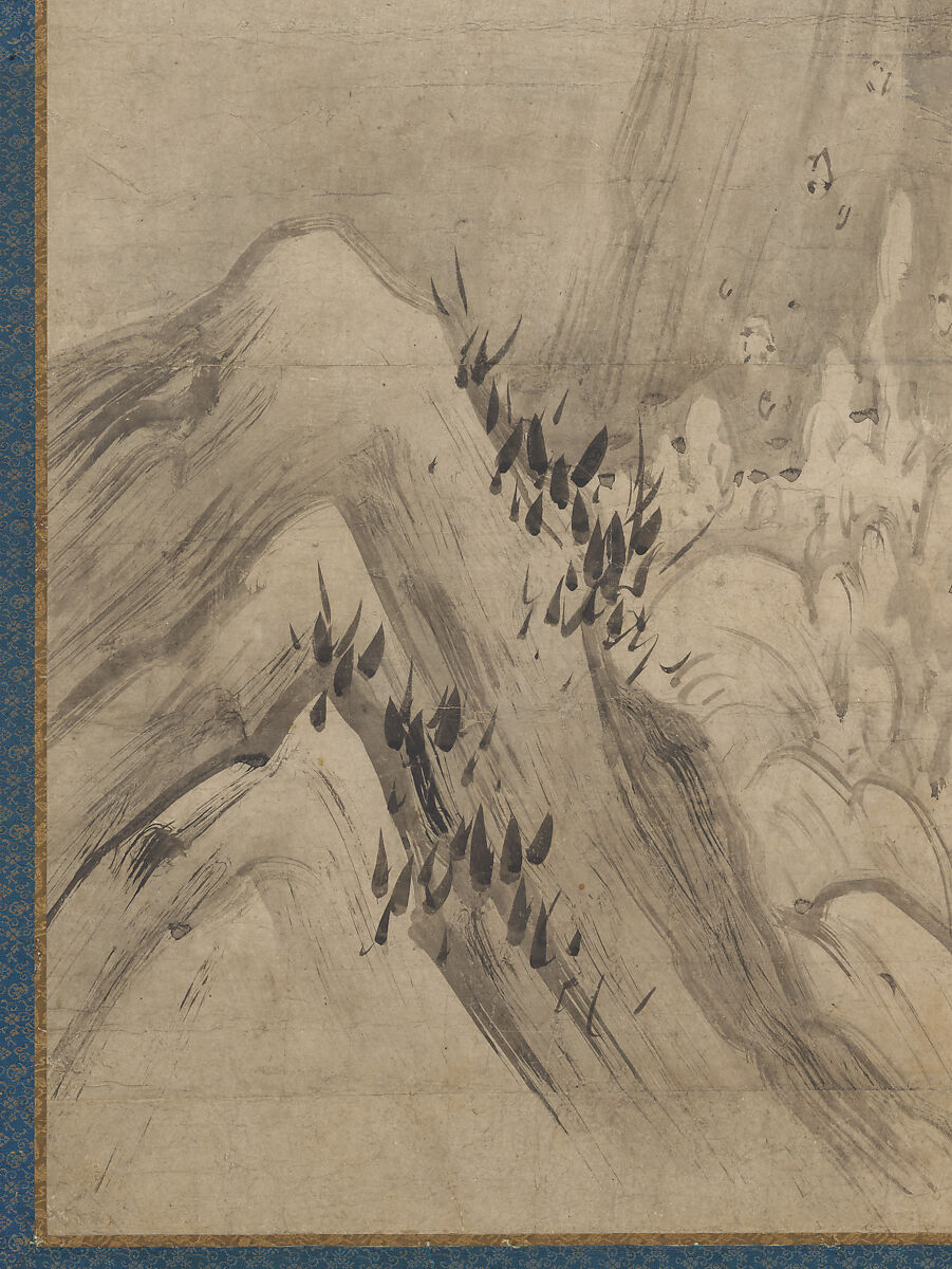 Chinese Sages, Attributed to Kano Sanraku (Japanese, 1559–1635), Pair of six-panel folding screens; ink on paper, Japan