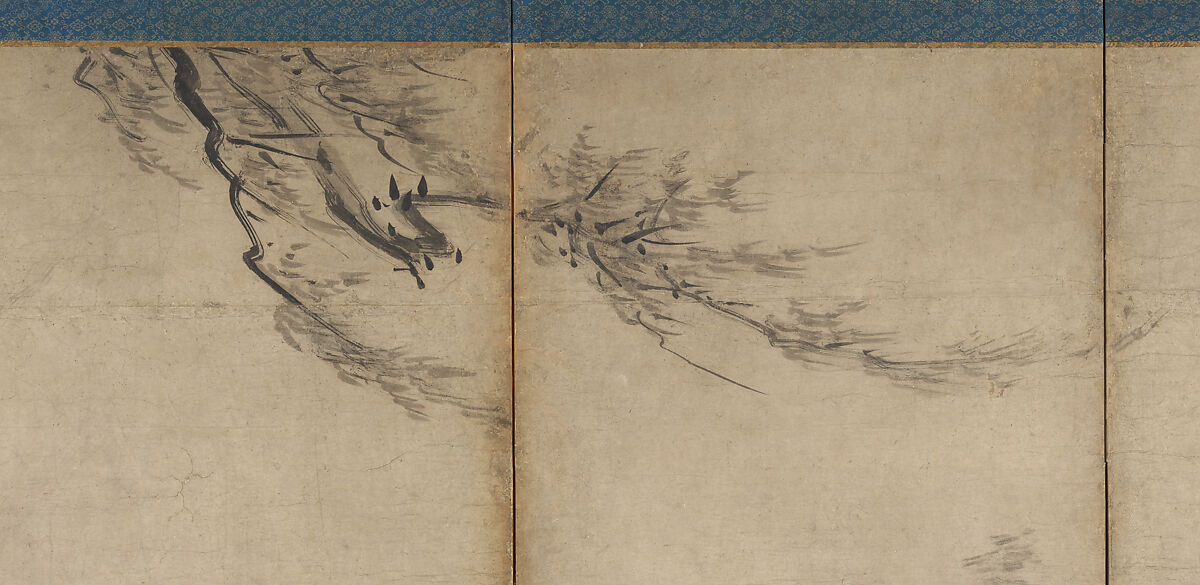 Chinese Sages, Attributed to Kano Sanraku (Japanese, 1559–1635), Pair of six-panel folding screens; ink on paper, Japan