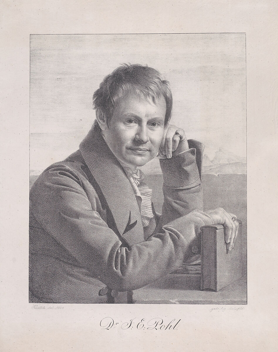Portrait of Dr. J.E. Pohl, Franz Kadlik (Czech, Prague 1786–1840 Prague), Lithograph 