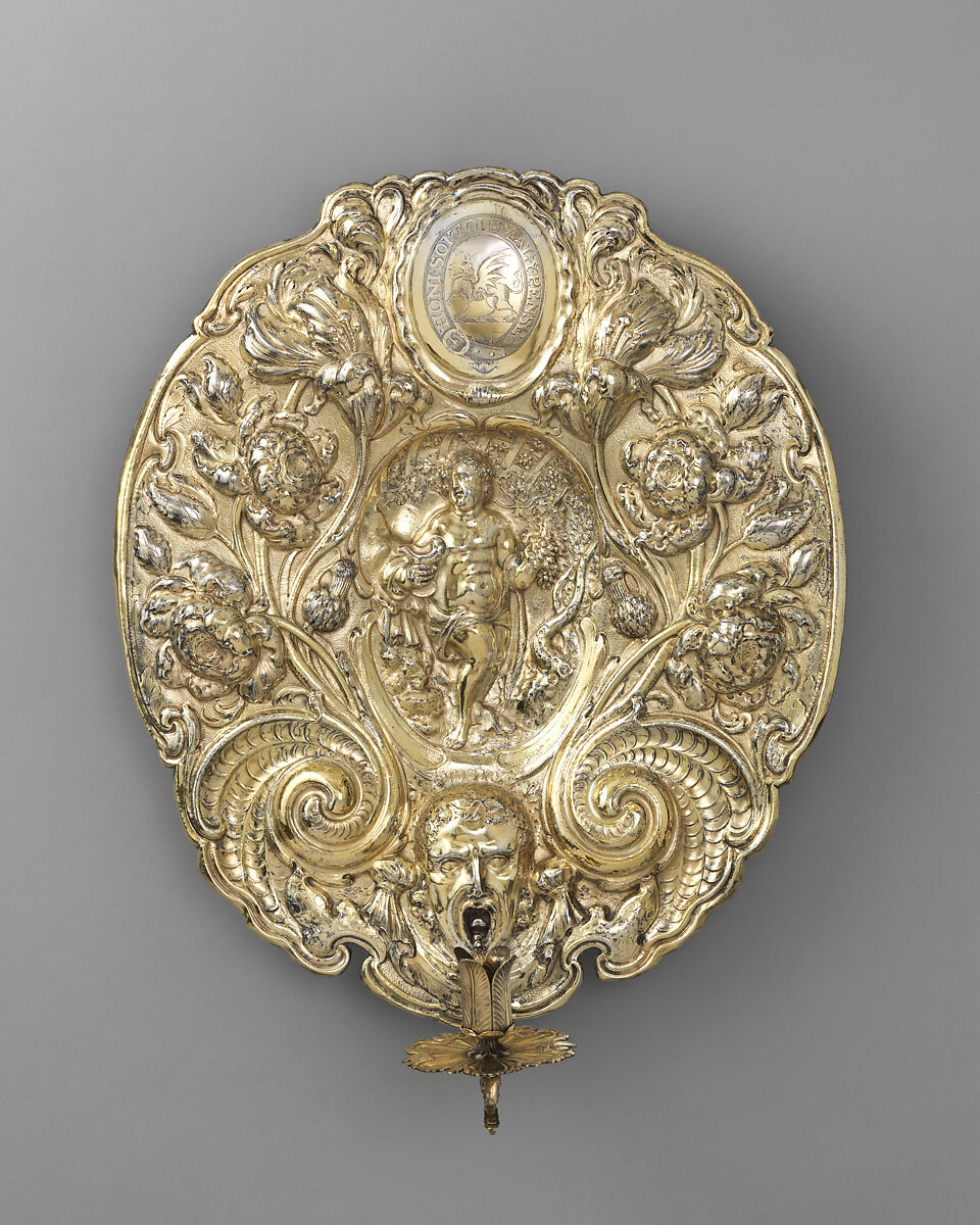 Charles II Wall Light with the Arms of the Earls of Lonsdale, Robert Smythier (British, active 1660–died 1689), Gilded silver, British, London 