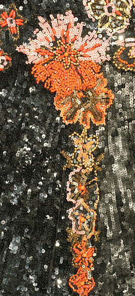 Evening dress, silk, plastic, glass, French