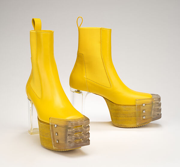 Ensemble, Rick Owens (American, born 1961), (a) cotton, (b) acetate, silk, (c, d) leather, rubber, American