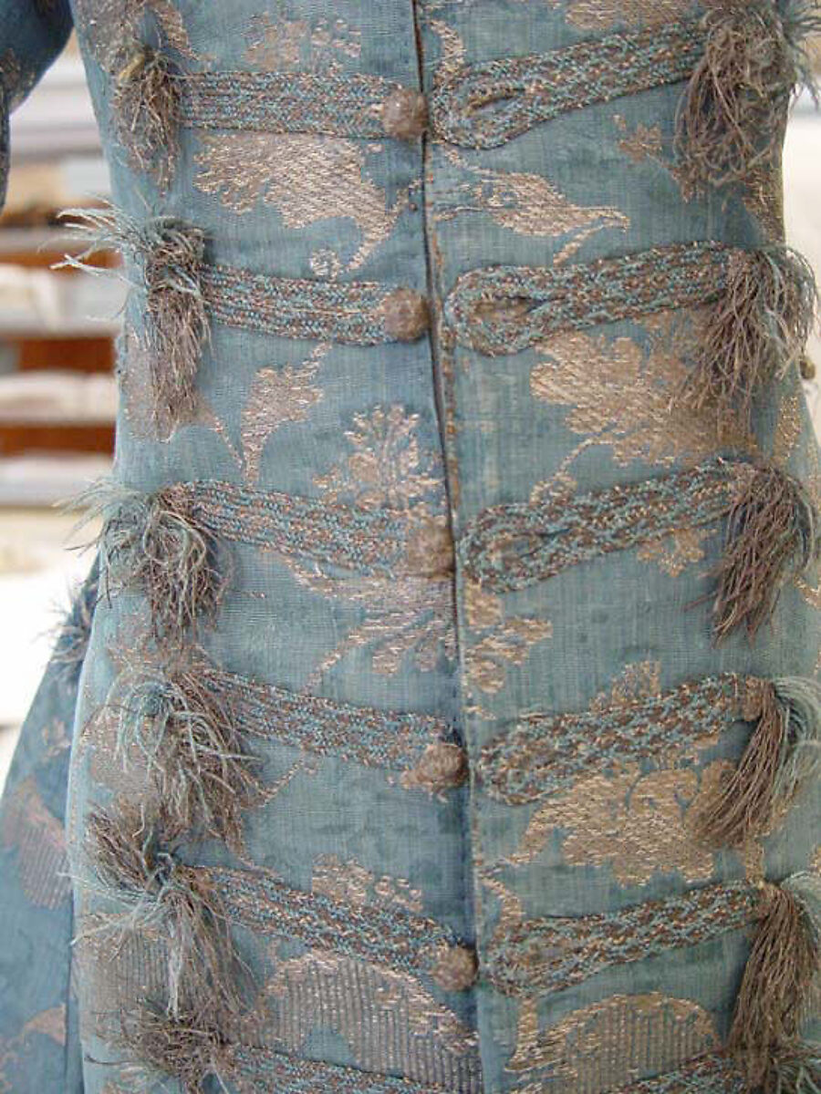 Dress, silk, metal thread, French