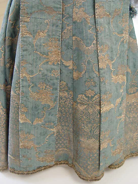 Dress, silk, metal thread, French