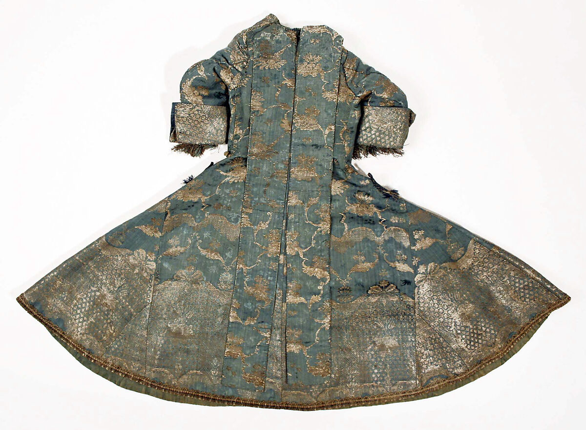 Dress, silk, metal thread, French