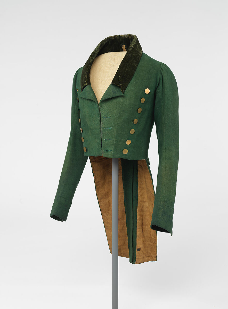 Coat, wool, linen, metal, European